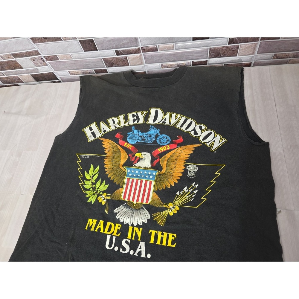1988 Vintage Harley Davidson SSI T-Shirt Single Stitch Cut Sleeves Official - Picture 14 of 16